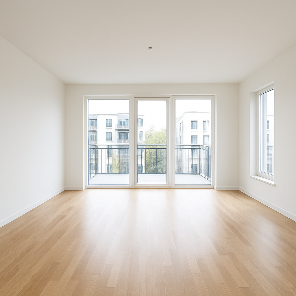 Vacant corner unit, river views — vacant interior